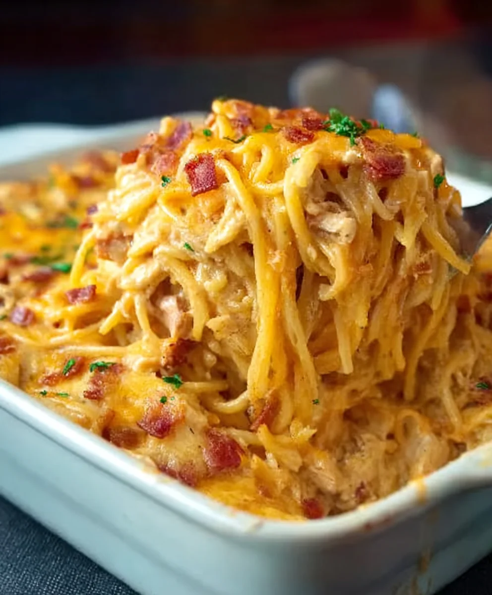 Cheesy Spicy Chicken Spaghetti Casserole Recipe