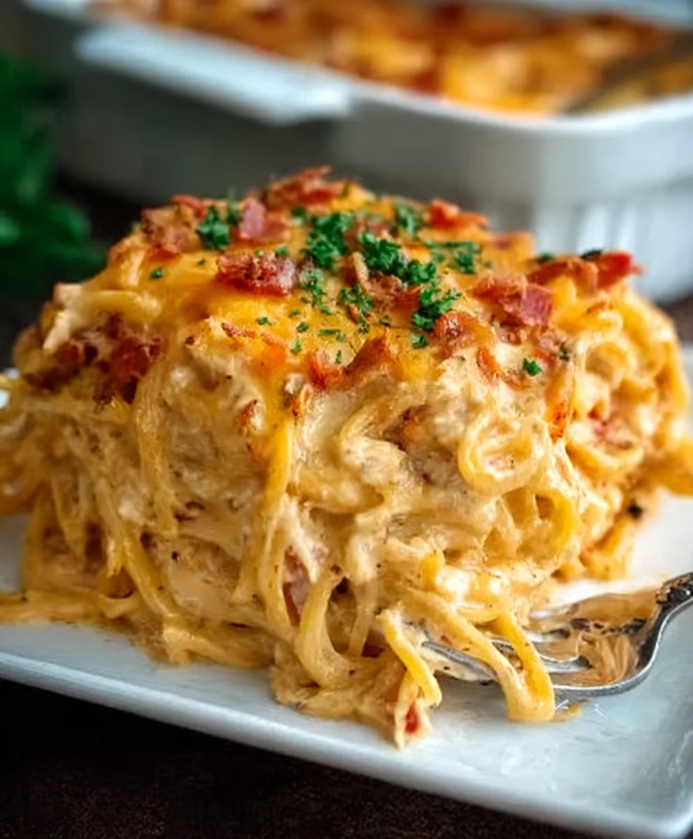 Cheesy Spicy Chicken Spaghetti Casserole Recipe