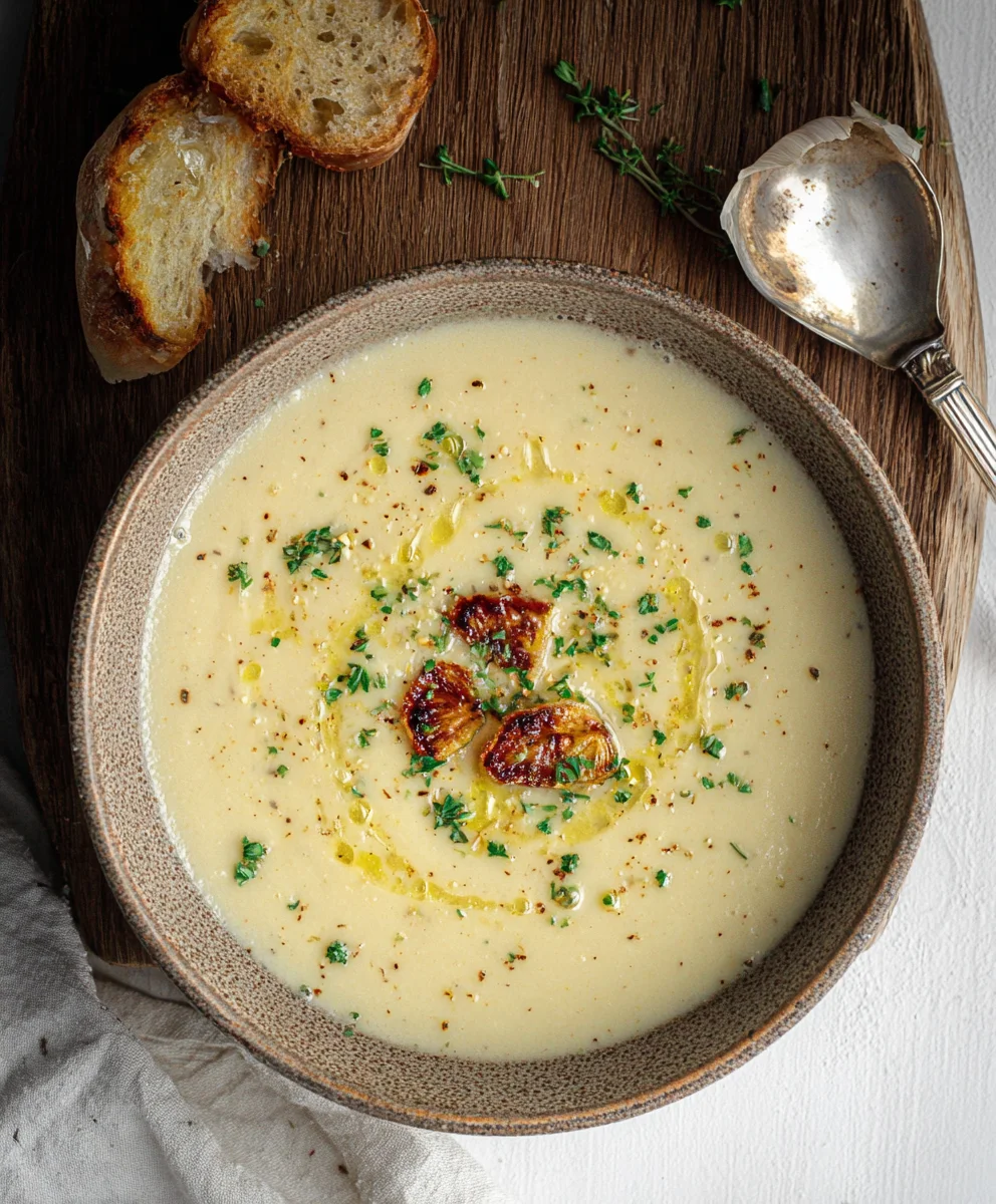 Easy Roasted Garlic Soup-Quick Comforting Meal