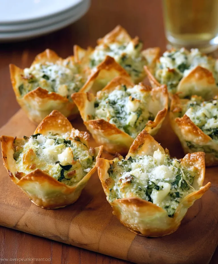 Spinach Artichoke Dip Wonton Cups Recipe
