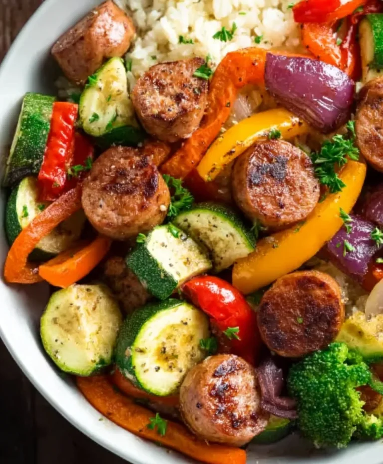 Quick Air Fryer Beef Sausage and Veggies