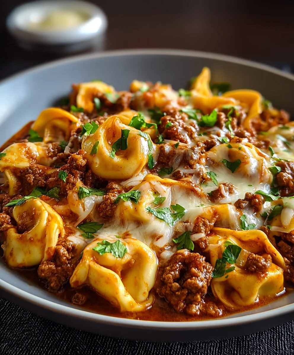 Cheesy Beef Enchilada Tortellini-Easy Dinner Delight