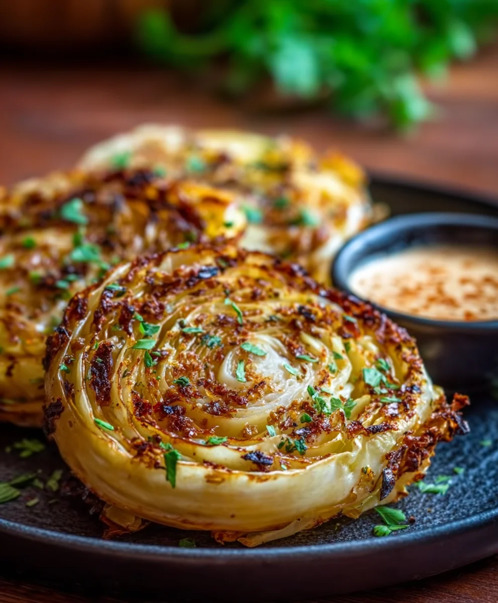 Oven Roasted Garlic Cabbage Steaks - Delicious Vegan Meal