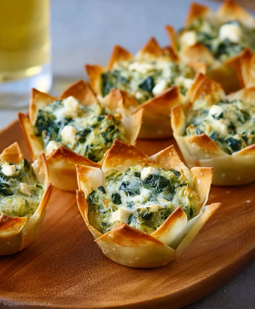 Spinach Artichoke Dip Wonton Cups Recipe