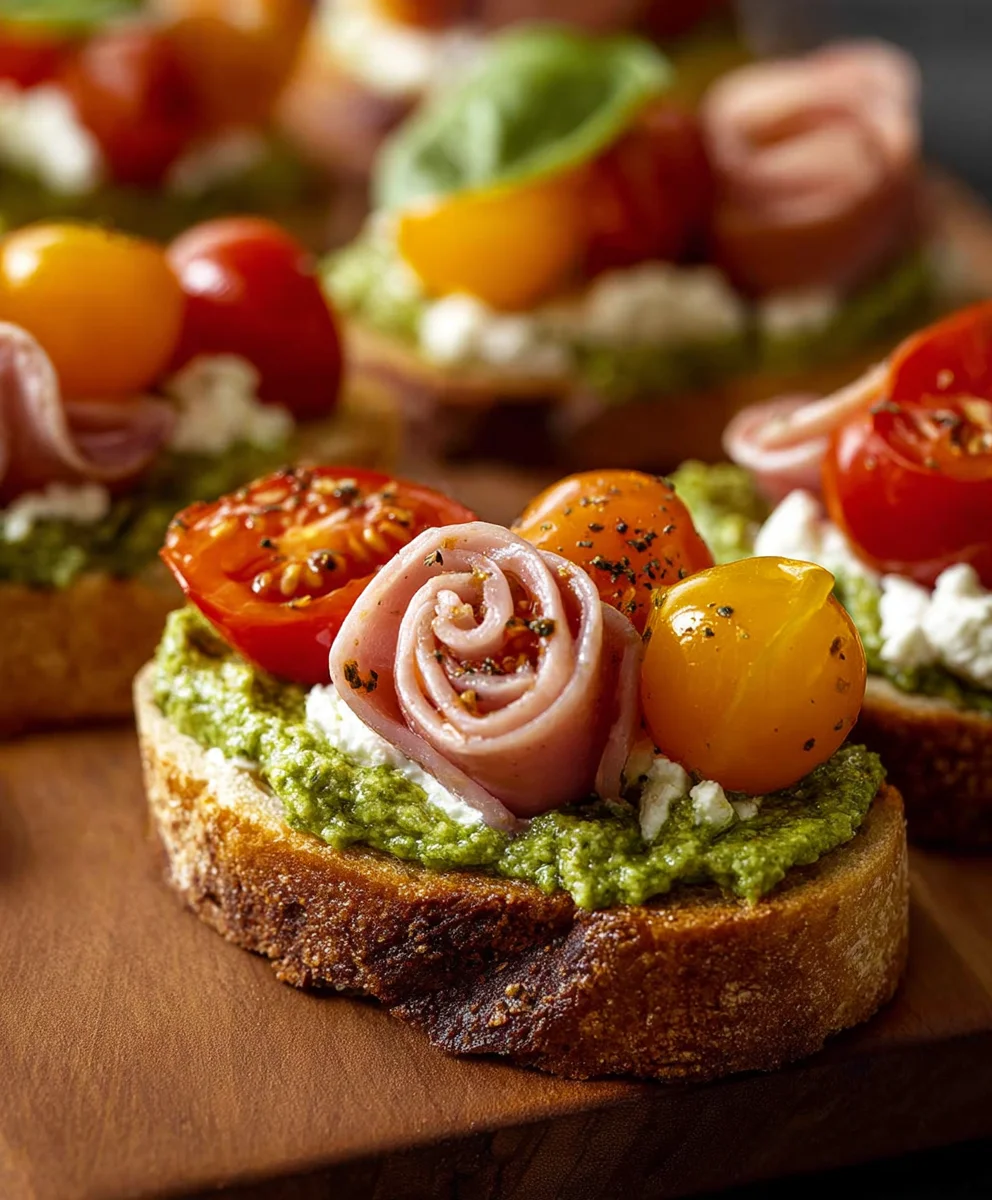 Tomato Pesto Ricotta Crostini - Easy Appetizer