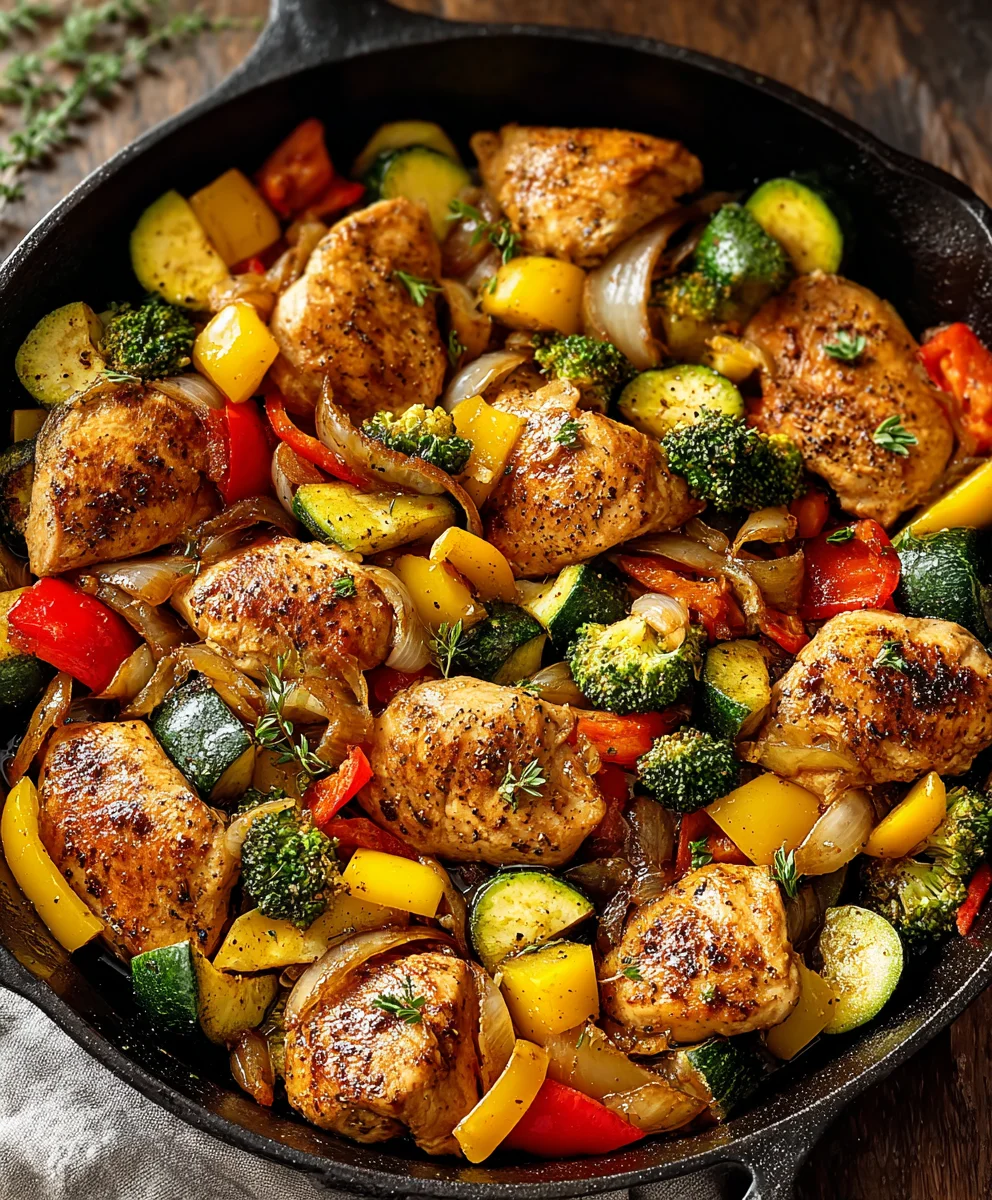 Healthy Chicken Vegetable Skillet Dinner - Quick & Easy