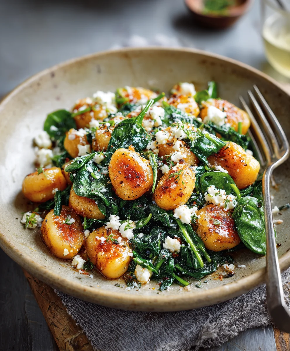 Crispy Gnocchi with Spinach Feta Delicious Dinner Recipe