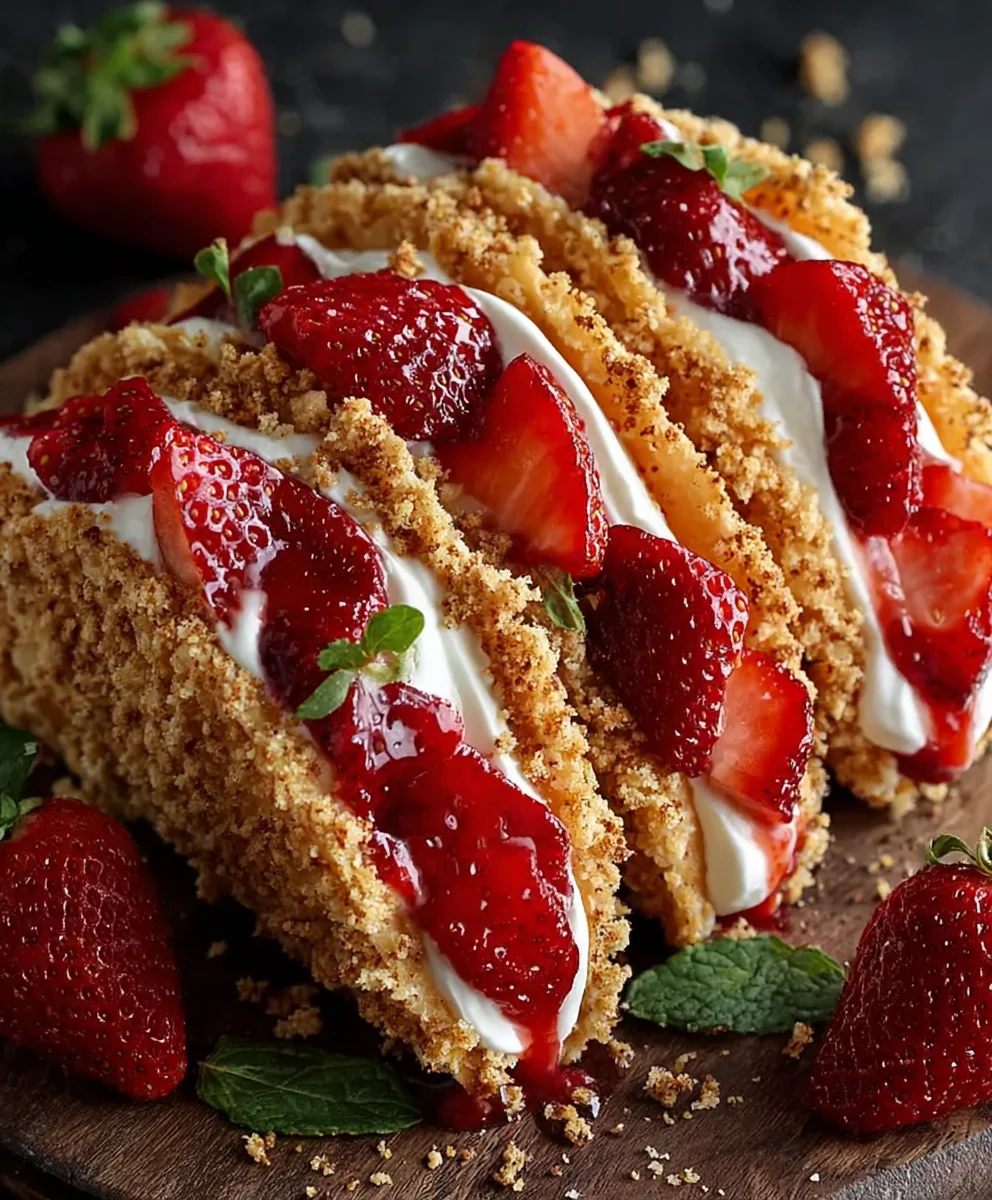 Strawberry Crunch Cheesecake Tacos-Easy Dessert