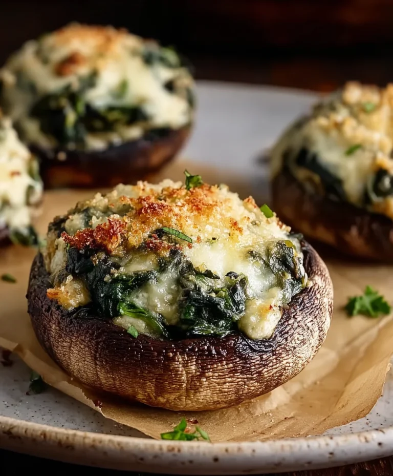 Spinach Cheese Stuffed Portobello Mushrooms – Easy Recipe