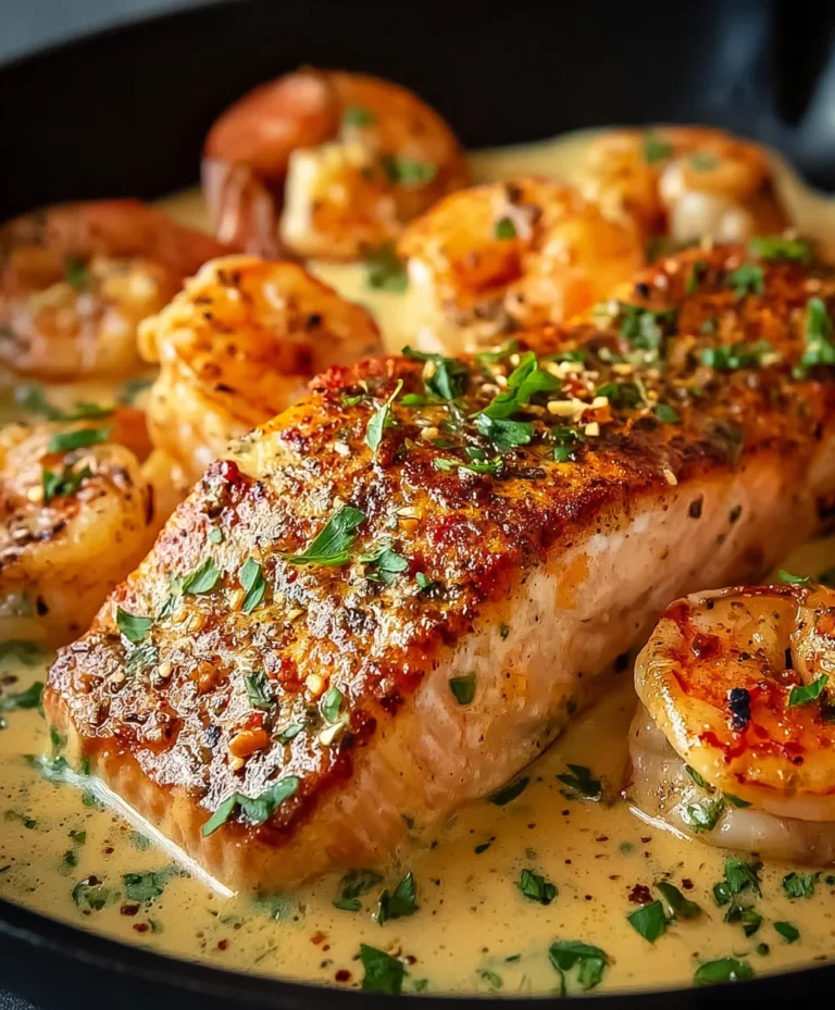 Creamy Cajun Salmon Shrimp Pasta Recipe