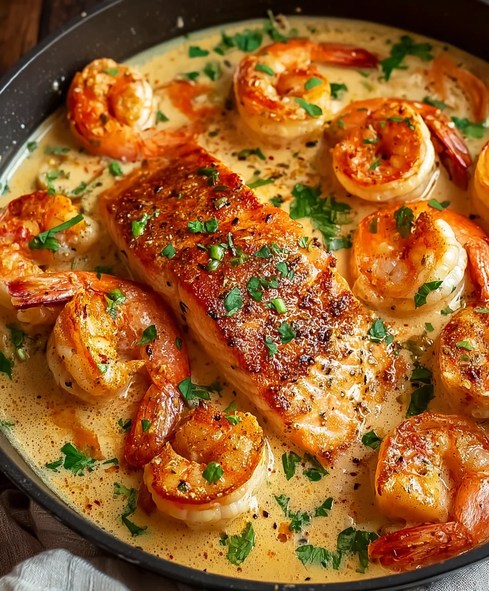Creamy Cajun Salmon Shrimp Pasta Recipe
