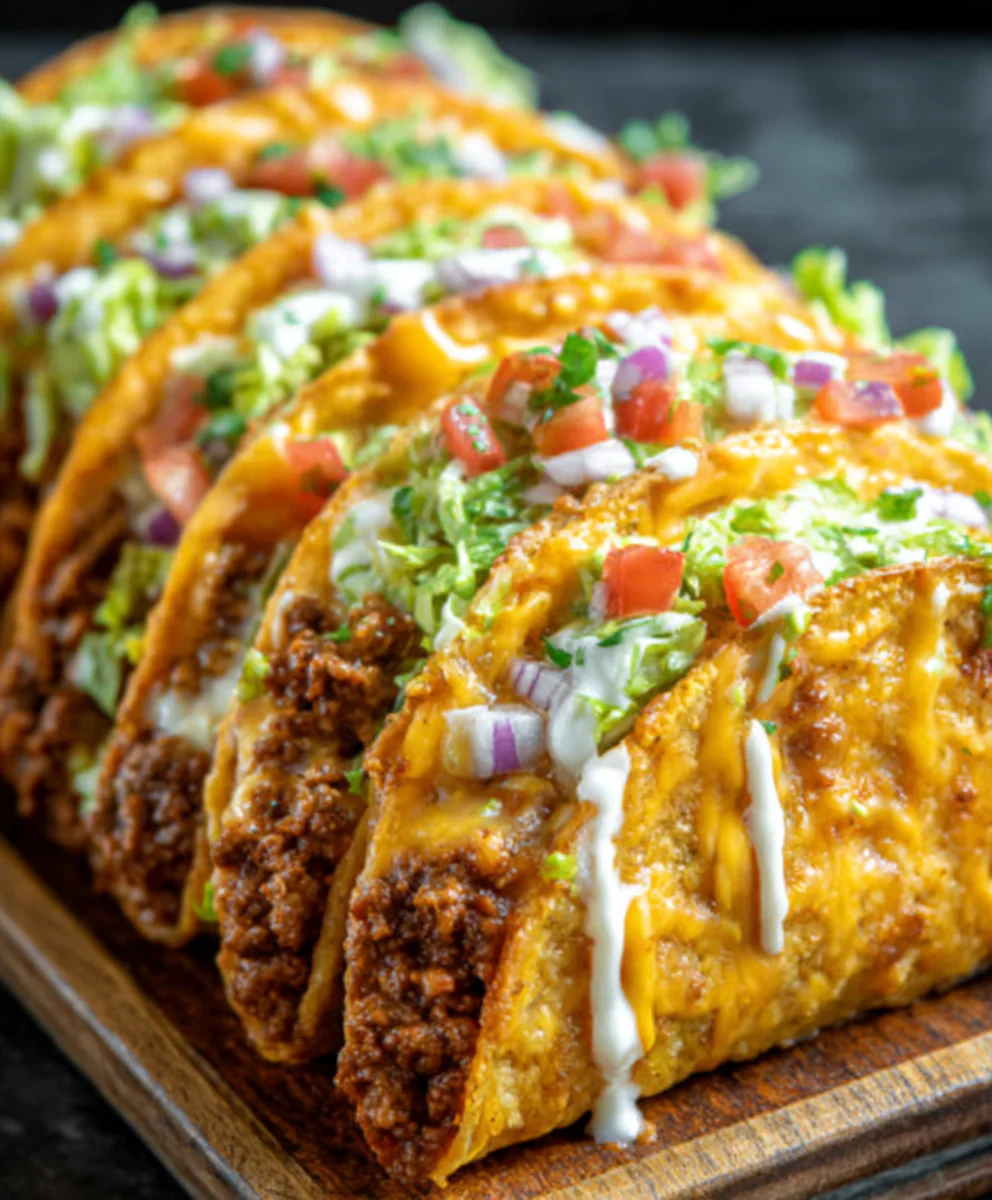 Crispy Cheesy Beef Tacos Oven-Baked Loaded