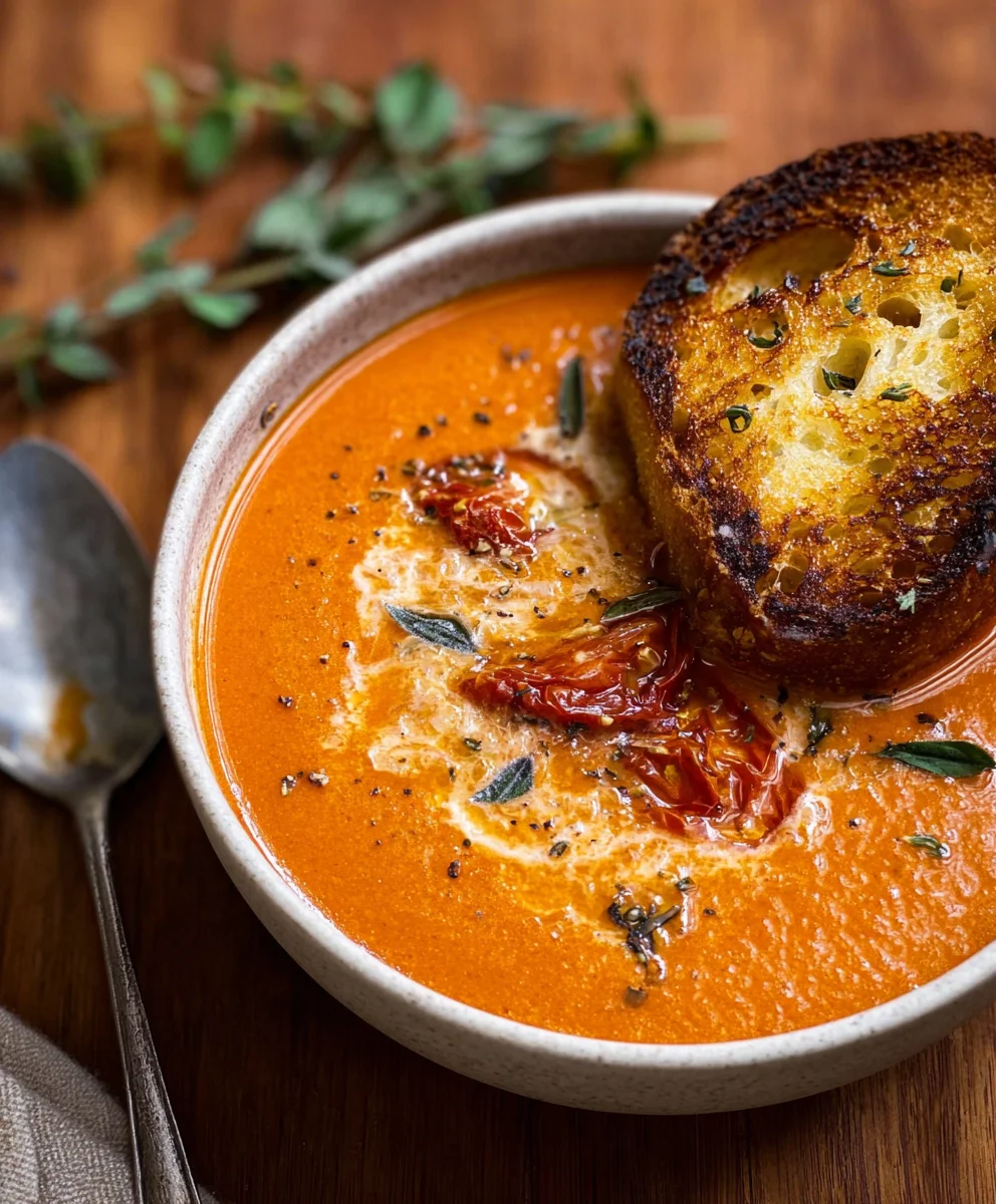 Creamy Roasted Garlic Tomato Soup-Easy & Delicious