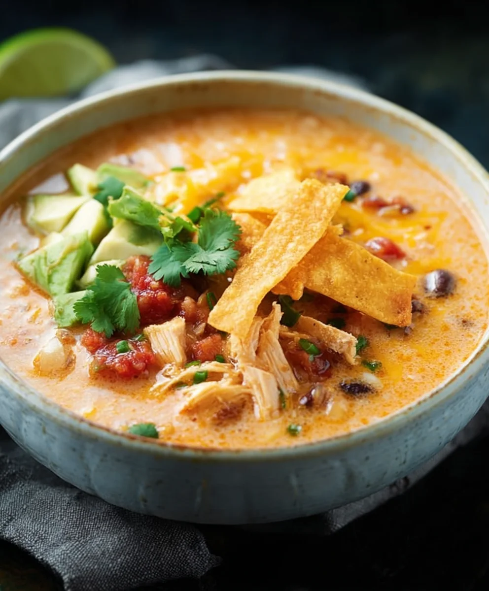 Easy Creamy Chicken Tortilla Soup Recipe-Quick & Delicious