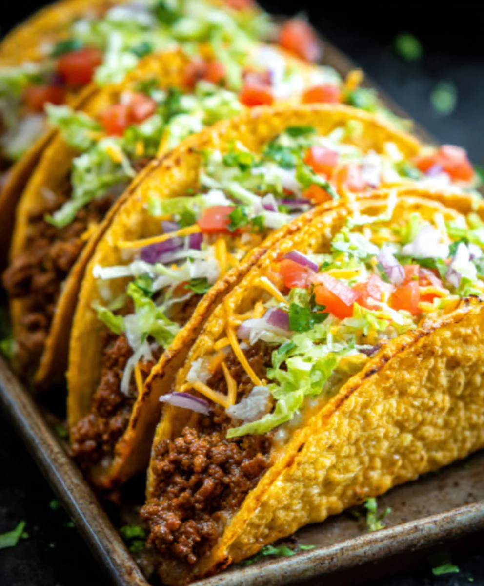 Crispy Cheesy Beef Tacos Oven-Baked Loaded