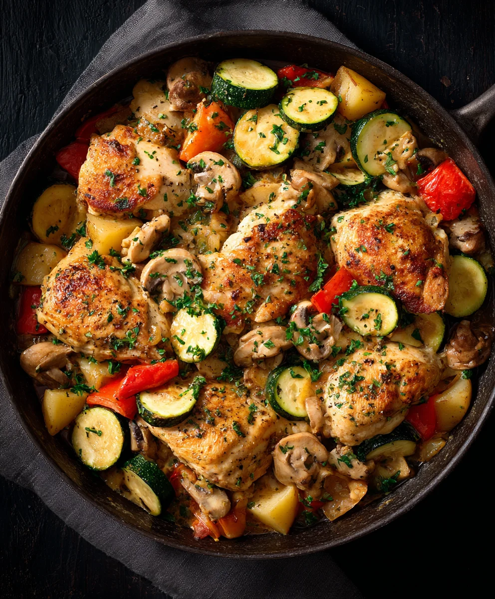 Healthy One Pot Chicken and Veggies Skillet - Low Carb