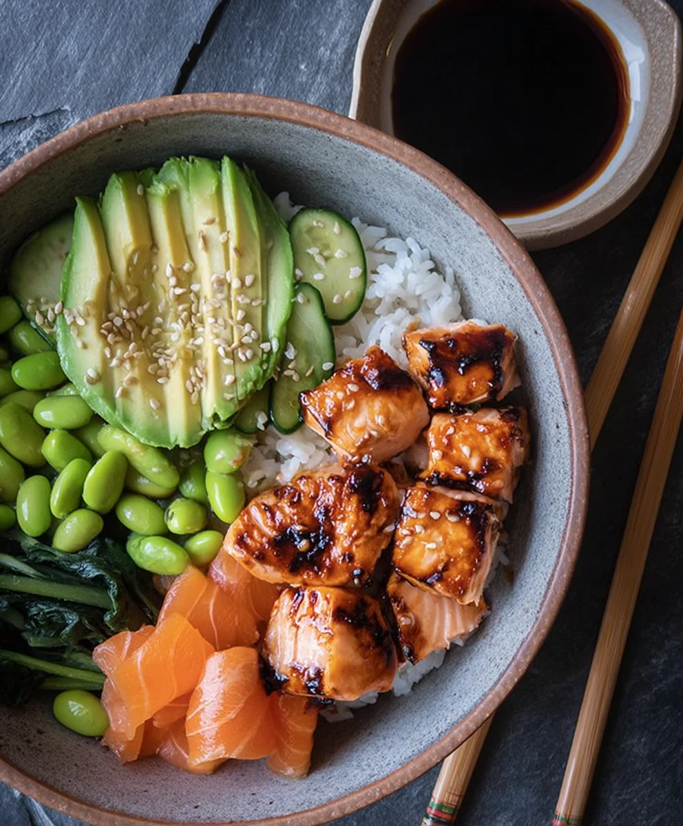 Easy Teriyaki Salmon Sushi Bowl Gluten-Free