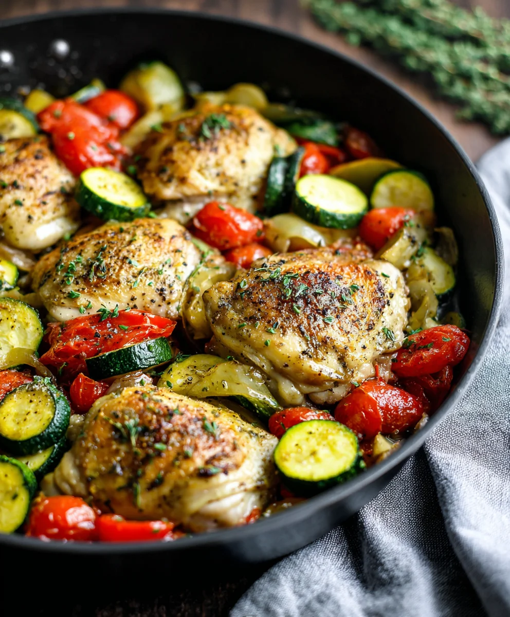 Healthy One Pot Chicken and Veggies Skillet - Low Carb