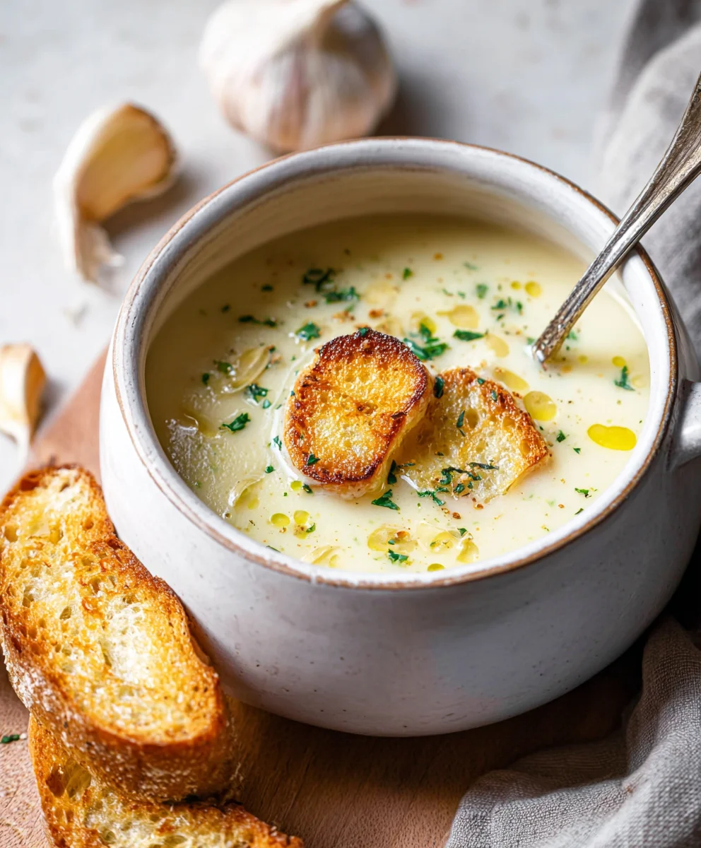 Classic French Garlic Soup - Rich Flavor