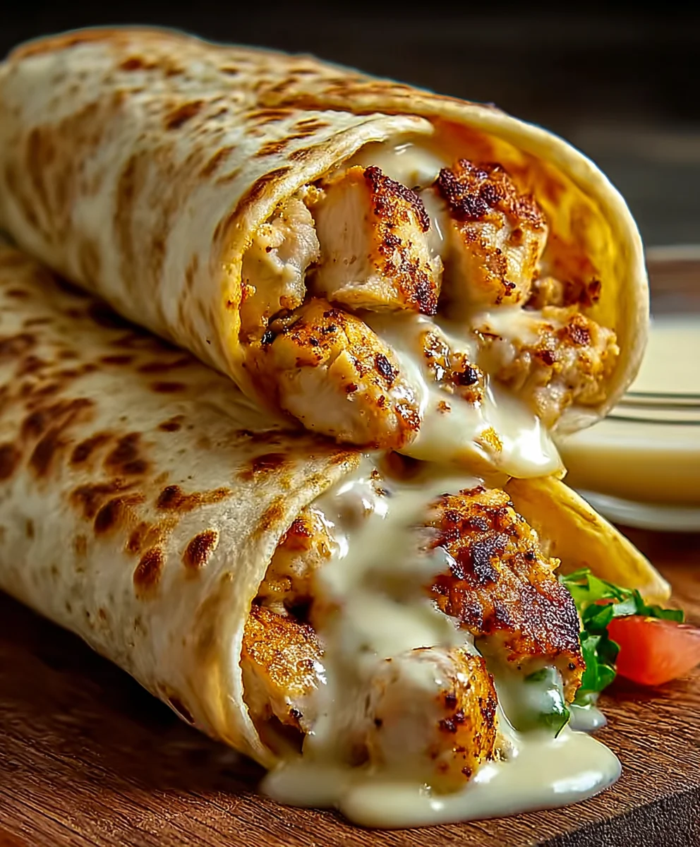 Cheesy Garlic Chicken Wraps - Easy Tasty Dinner