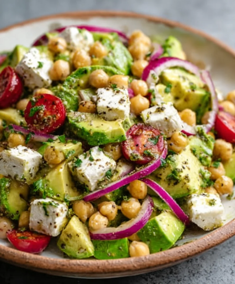 Chickpea Feta Avocado Salad - Quick & Healthy Meal