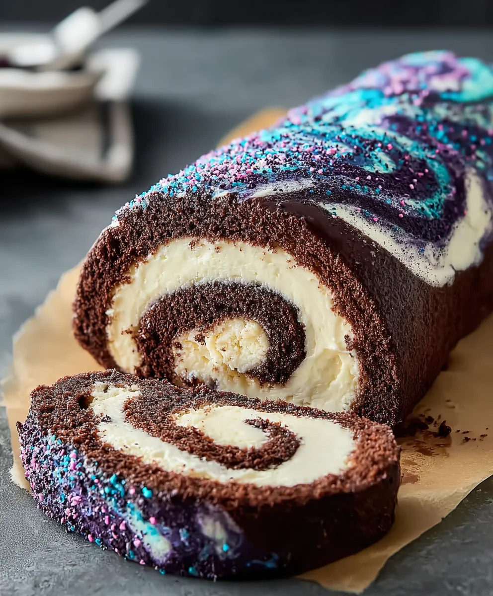 Galaxy Cake Roll Recipe-Swirls of Cosmic Delight