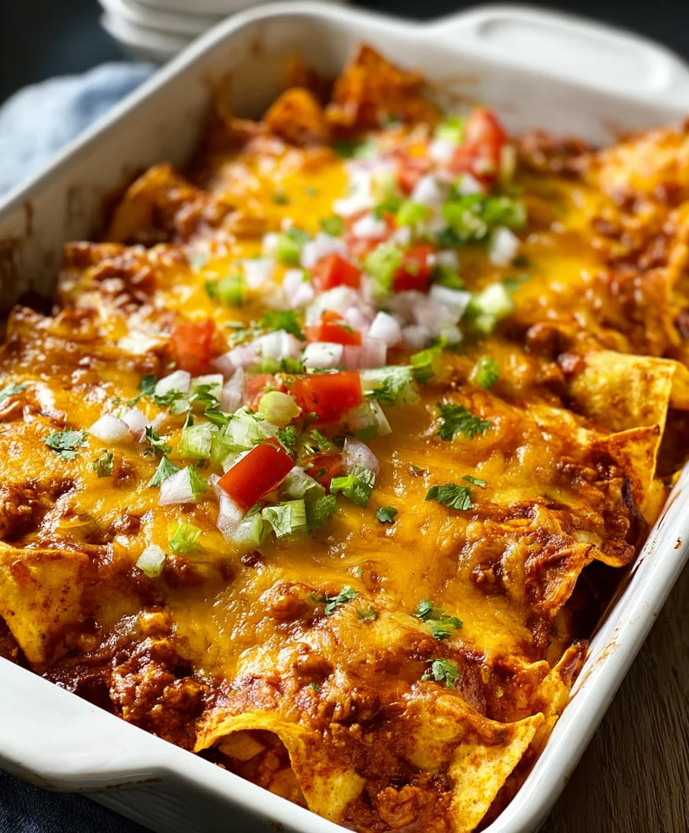 Easy Beef Tortilla Chip Enchiladas - Quick Meal