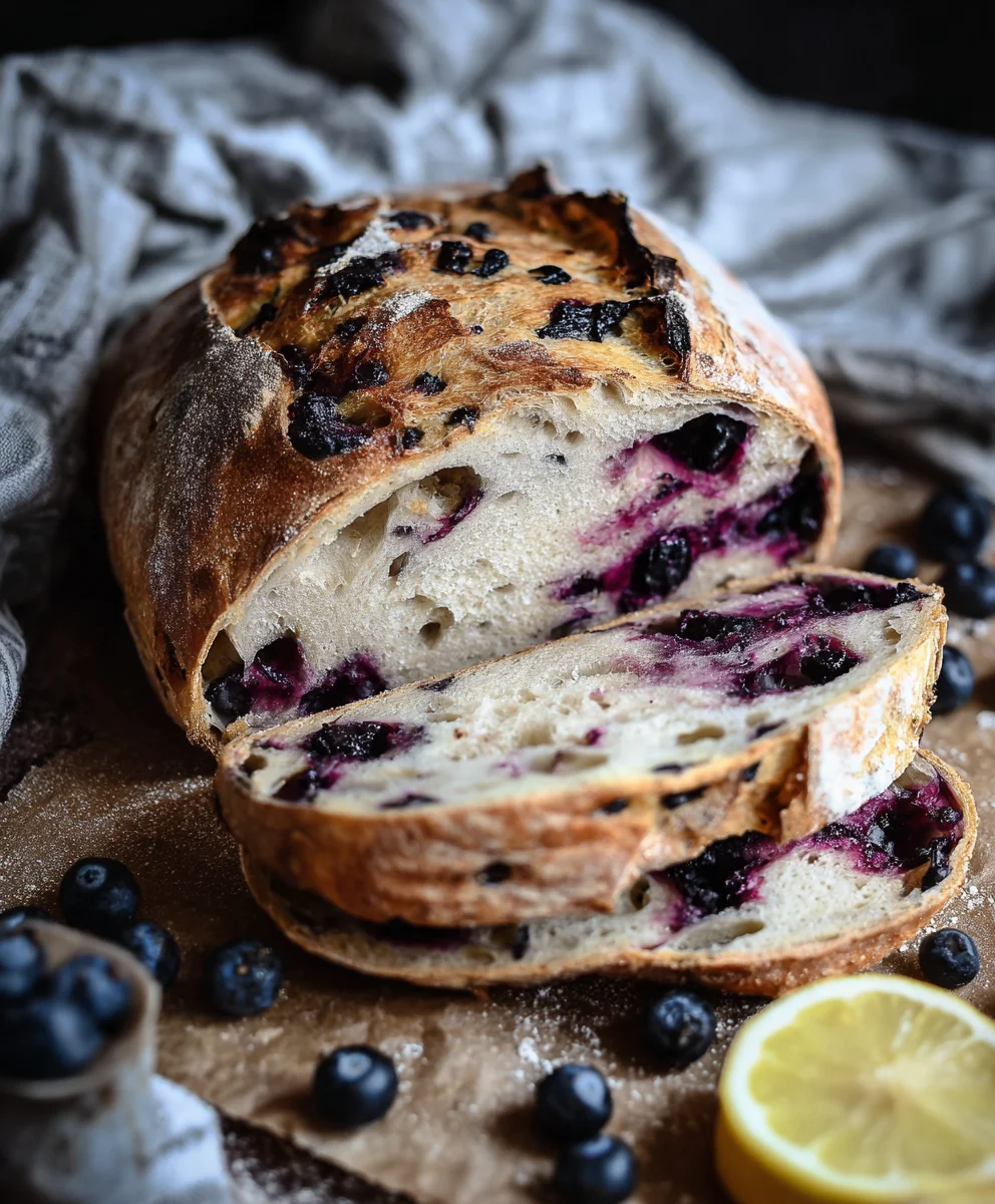 Blueberry Lemon Sourdough Bread-Tangy Sweet Loaf