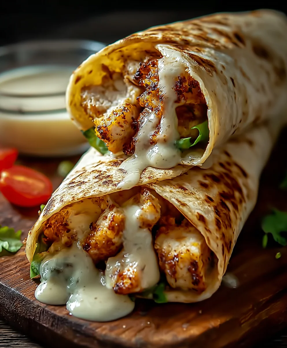 Cheesy Garlic Chicken Wraps - Easy Tasty Dinner