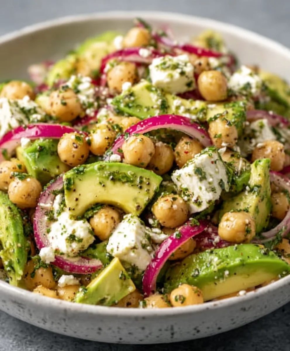 Chickpea Feta Avocado Salad - Quick & Healthy Meal