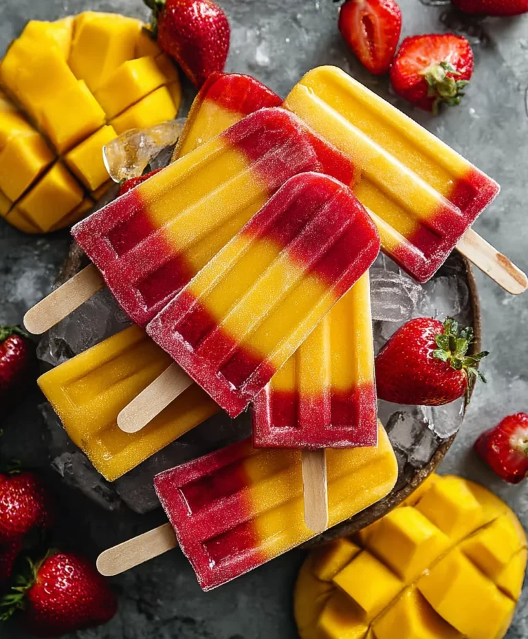 Fresh Strawberry Mango Popsicles- Easy Summer Treat