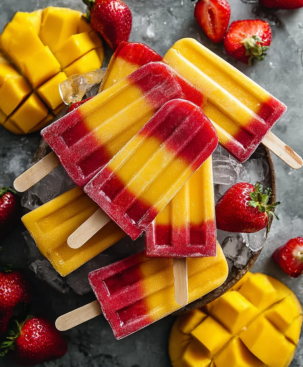 Fresh Strawberry Mango Popsicles- Easy Summer Treat