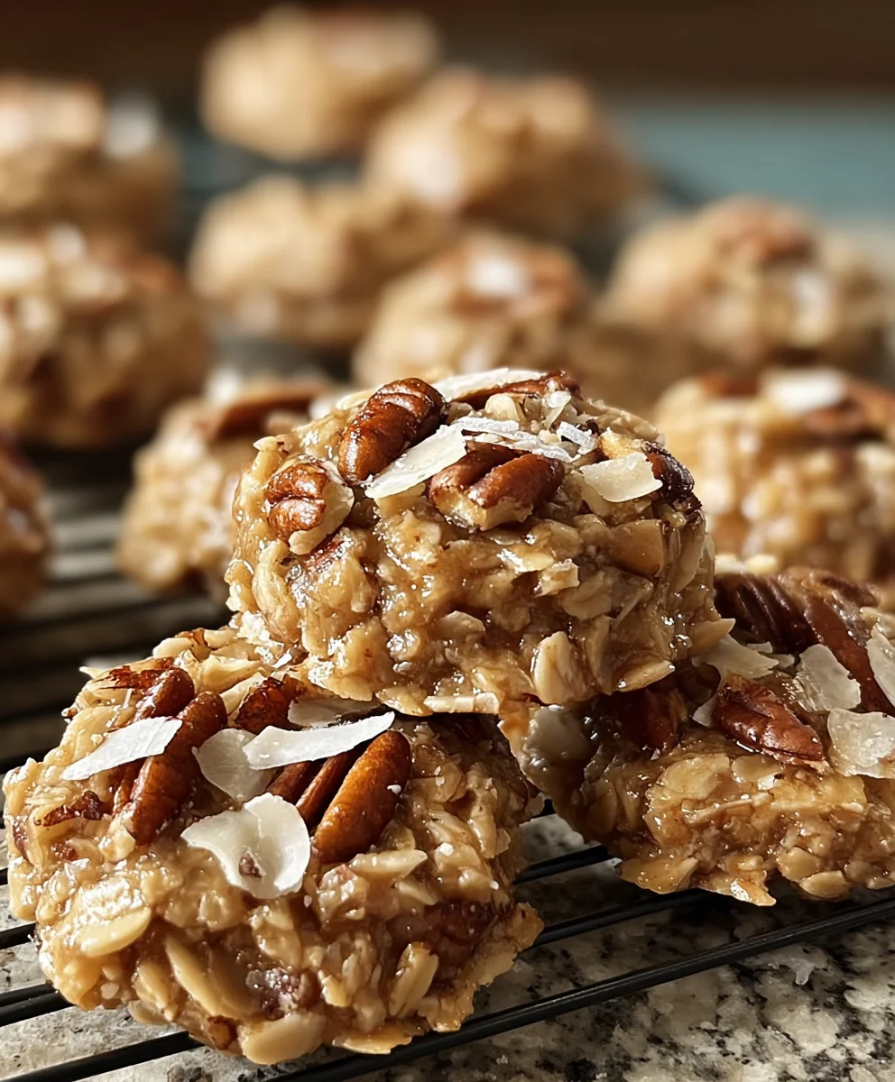 No Bake Pecan Coconut Praline Cookies-Easy Treat