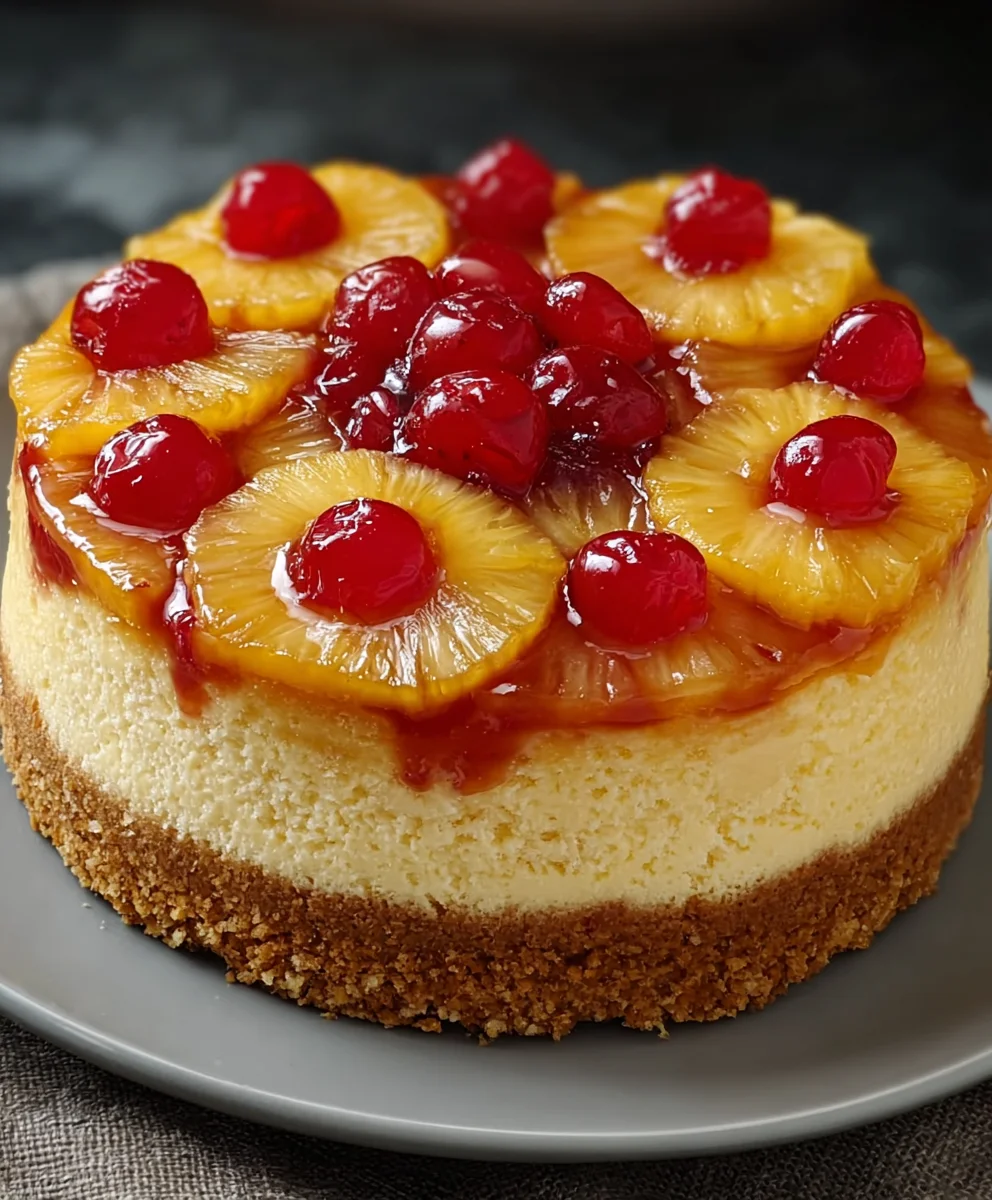 Pineapple Upside-Down Cheesecake-Fruity Delight