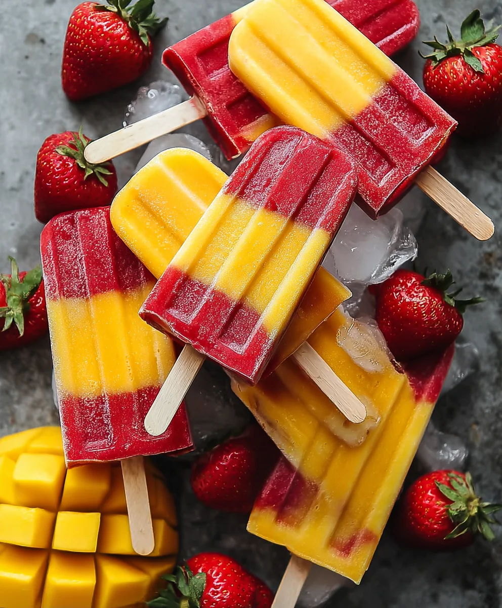 Fresh Strawberry Mango Popsicles- Easy Summer Treat