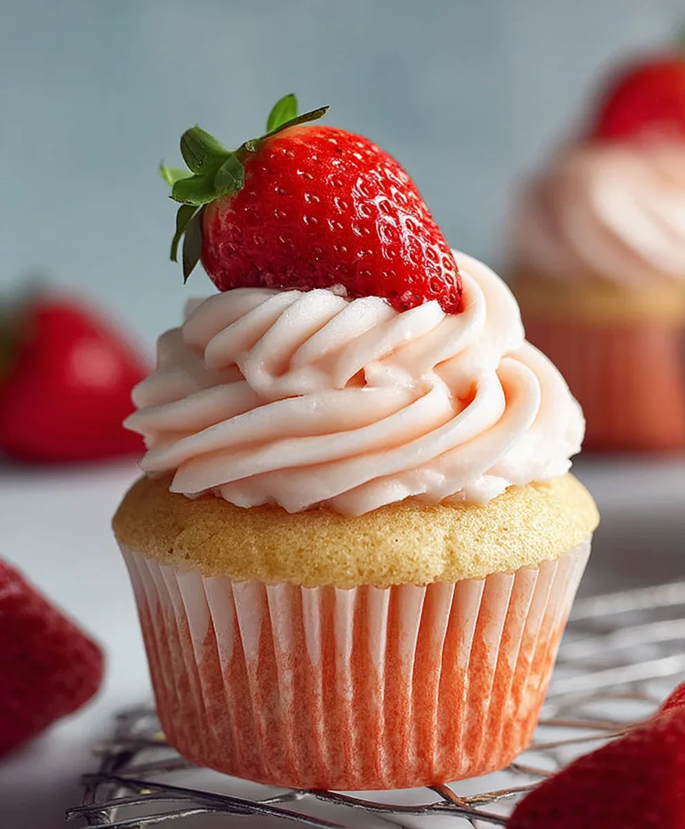 Best Fresh Strawberry Cupcakes-Easy Recipe