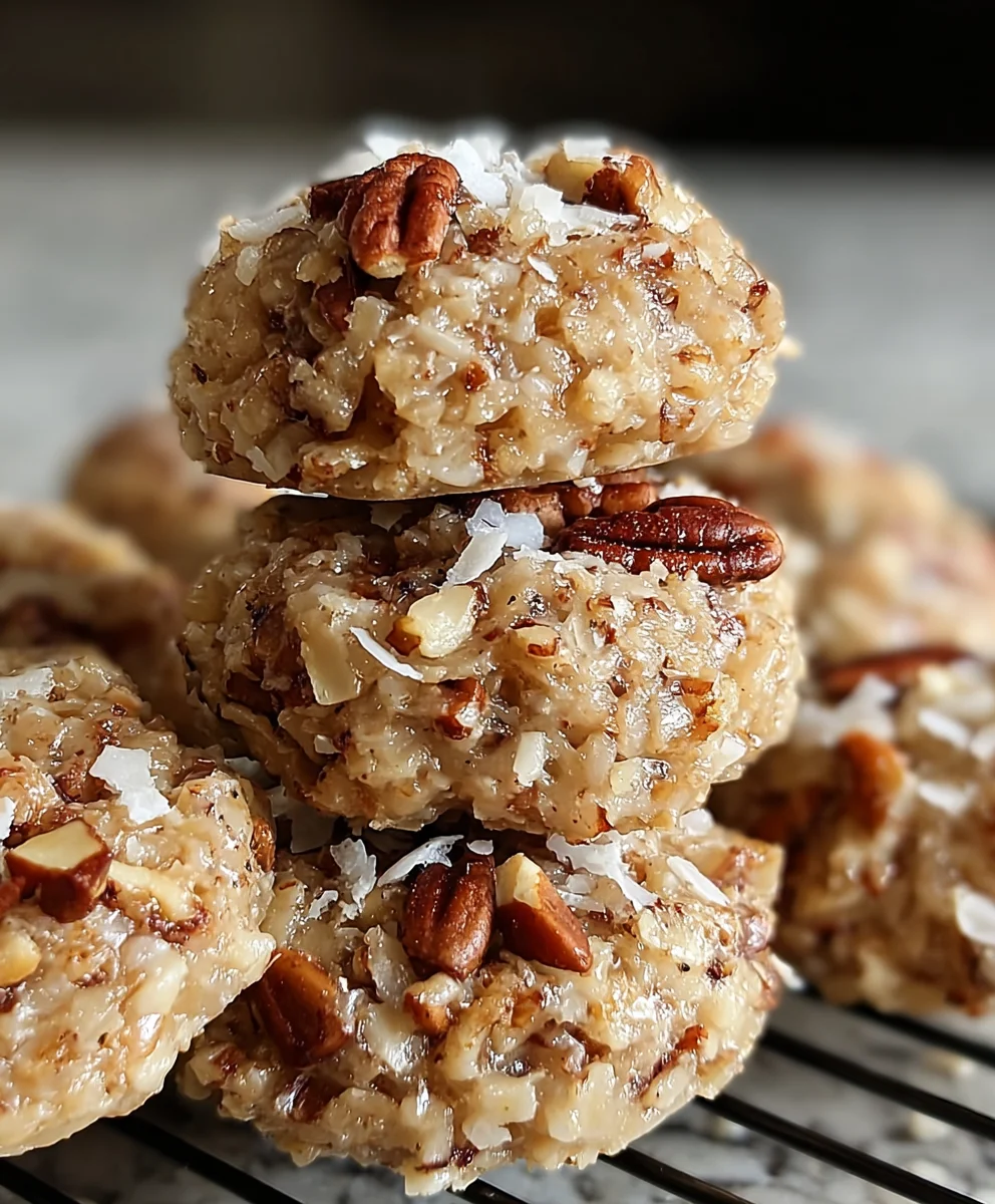 No Bake Pecan Coconut Praline Cookies-Easy Treat