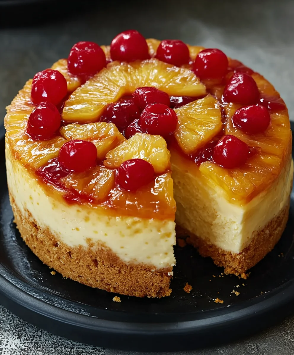 Pineapple Upside-Down Cheesecake-Fruity Delight