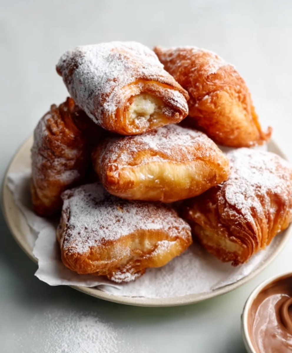 Crispy Fried Croissant Beignets-Sweet Pastry Delight