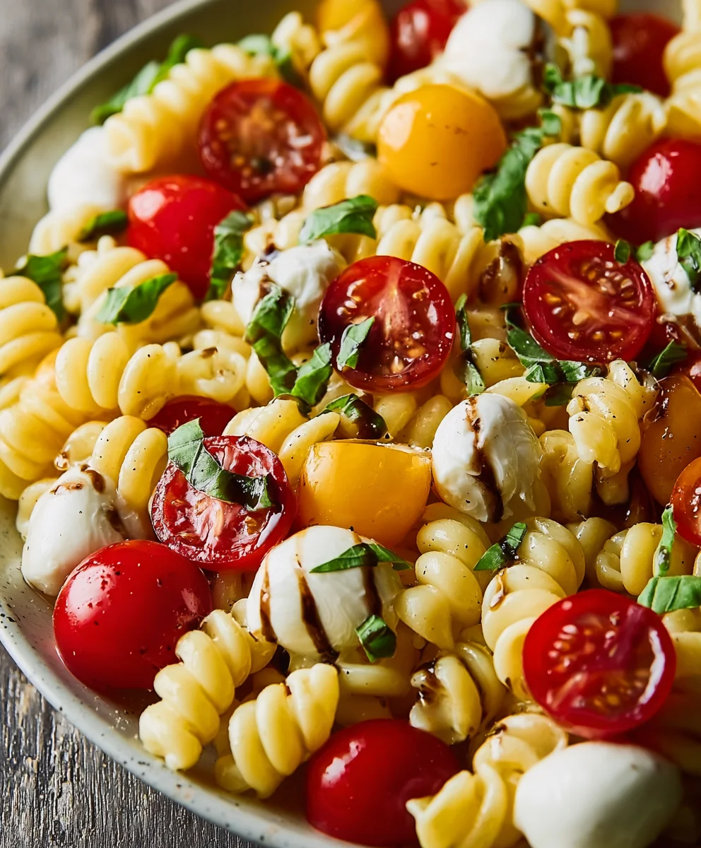 Creamy Caprese Pasta Salad-Easy Summer Dish