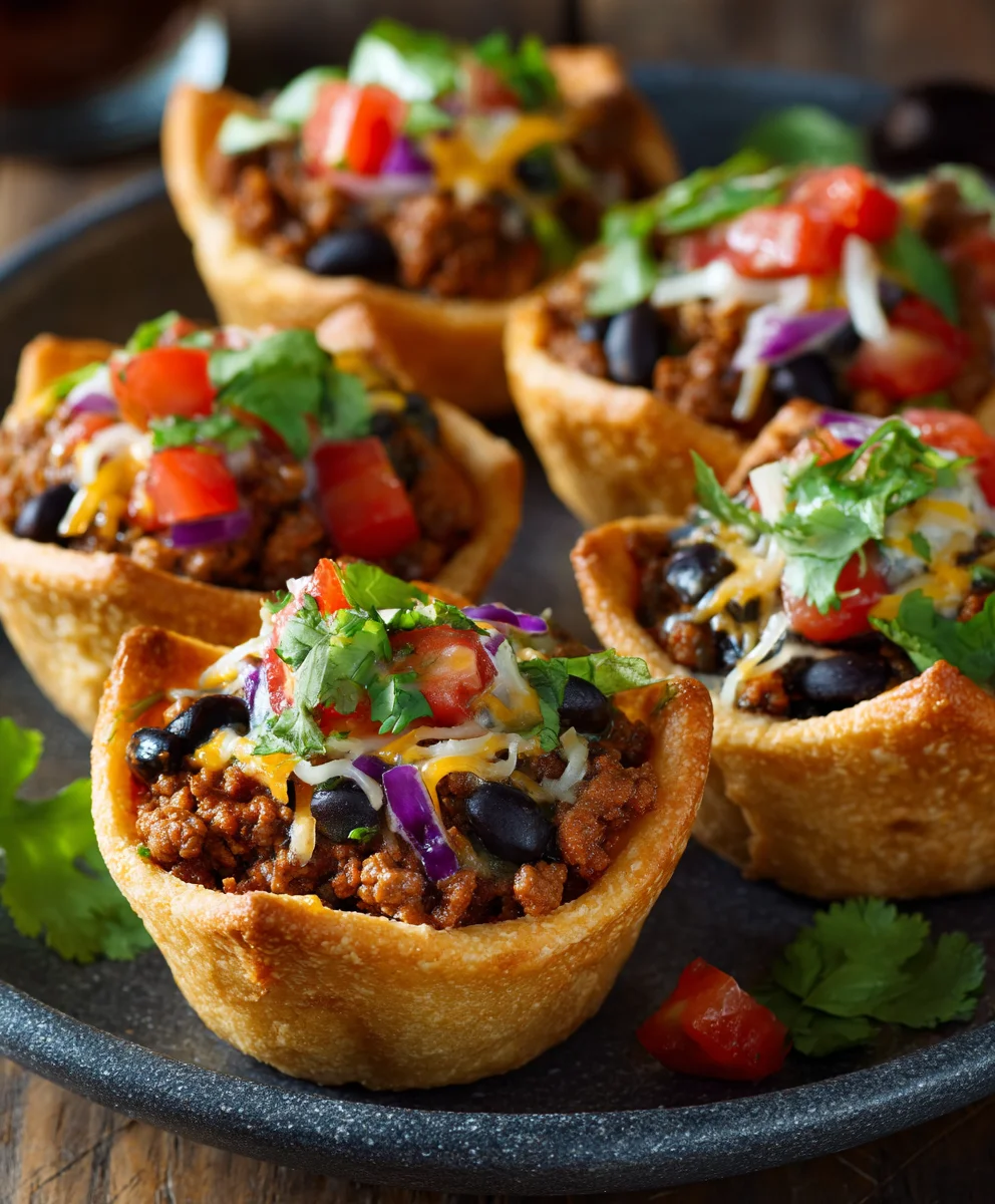 Easy Beef Taco Cups - Quick & Delicious Snack