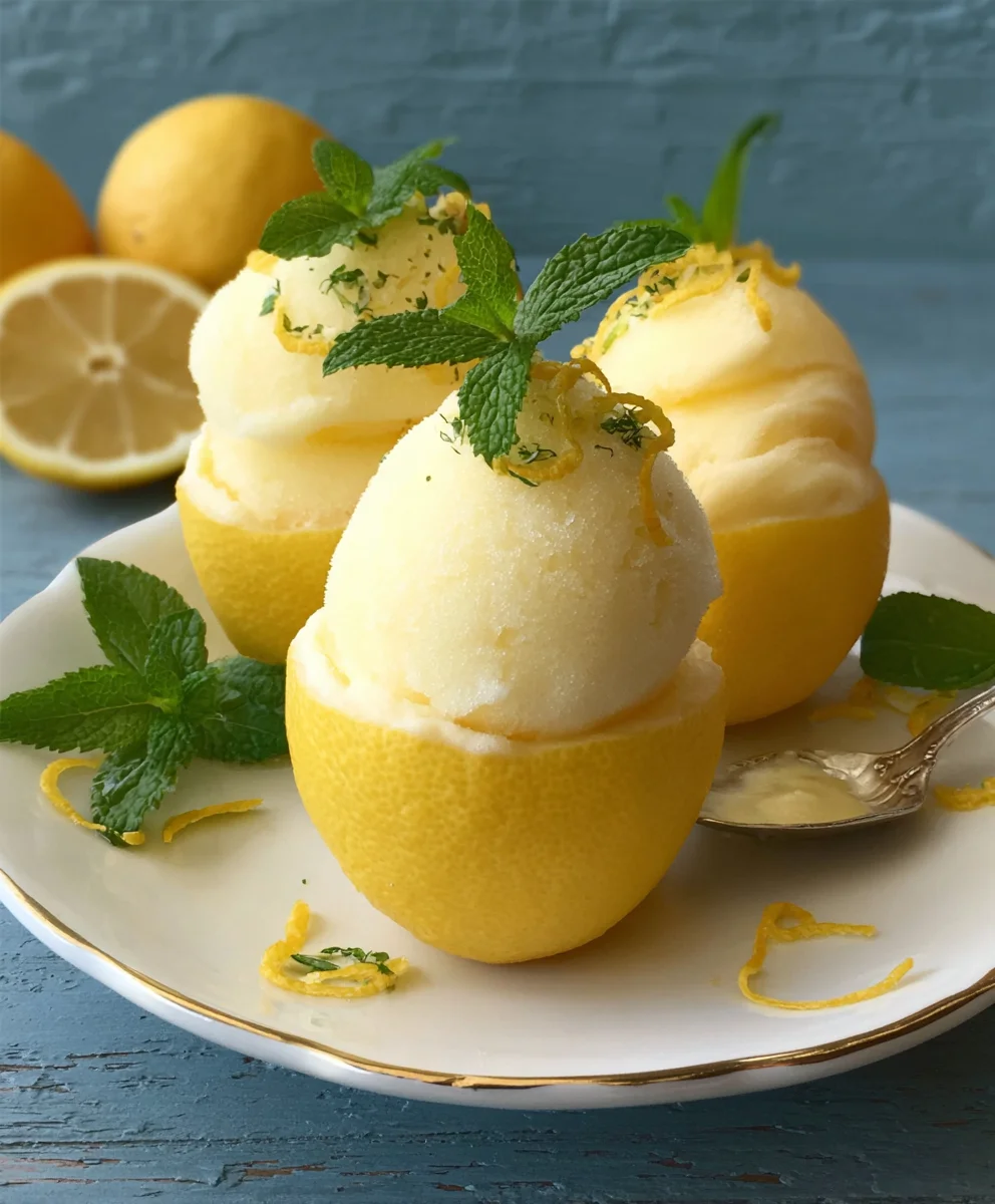 Frozen Lemon Shell Sorbetto- Refreshing Dessert