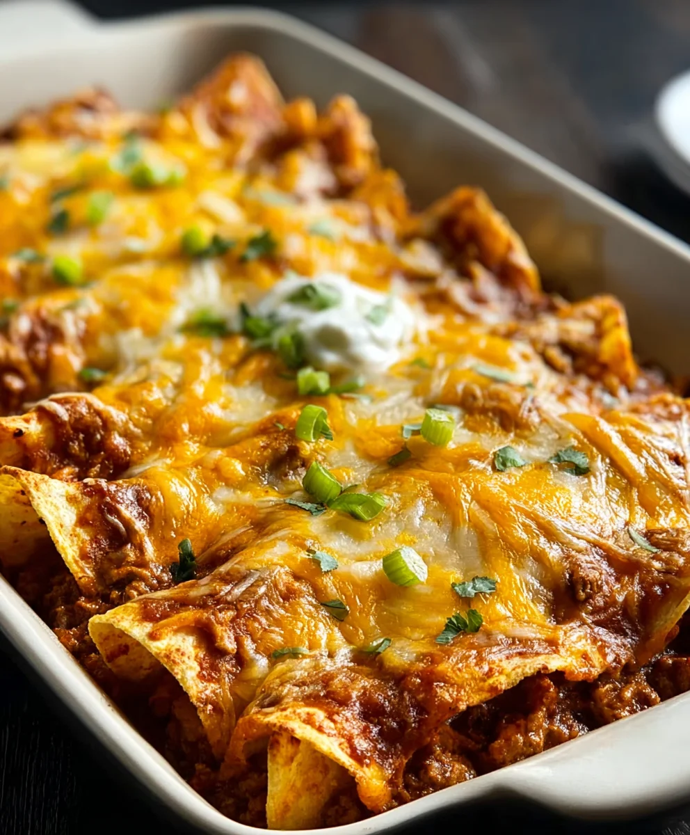 Easy Beef Tortilla Chip Enchiladas - Quick Meal