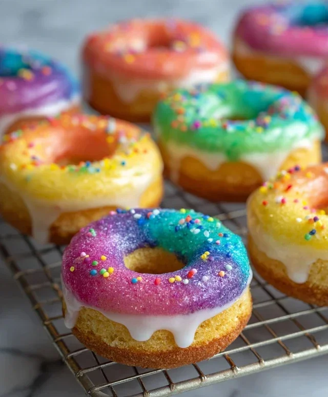 Mini Rainbow Vanilla Bean Donuts