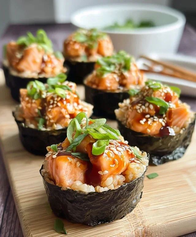 Spicy Salmon Sushi Cups