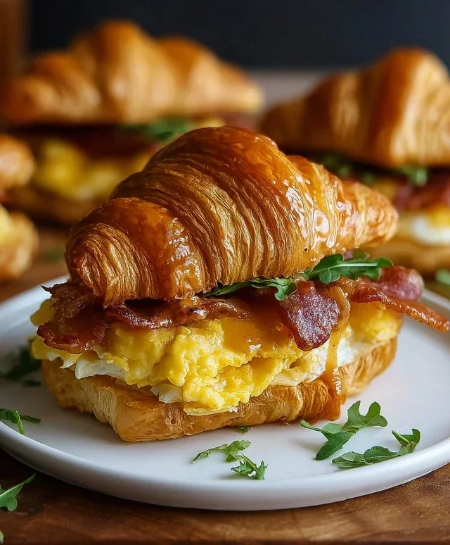 Killer Maple Mustard Croissant Breakfast Sandwiches
