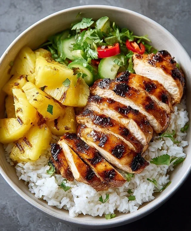 Grilled Chicken and Pineapple Bowls with Coconut Rice