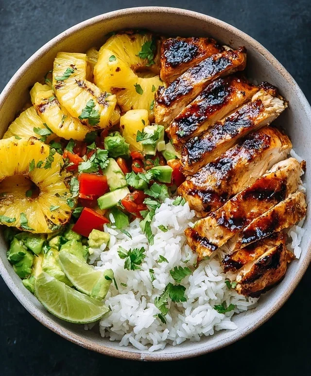 Grilled Chicken and Pineapple Bowls with Coconut Rice