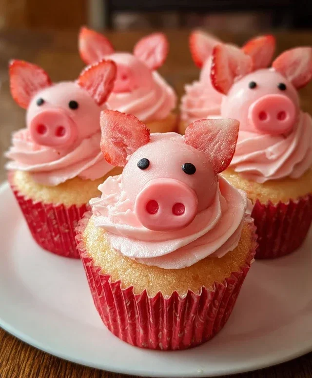 Strawberry Piggy Cupcakes
