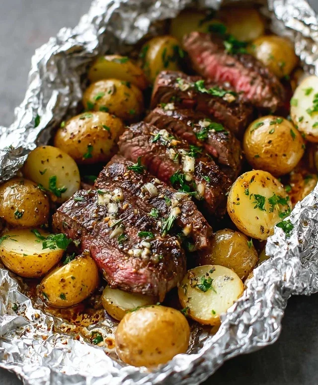 Garlic Steak & Potato Foil Packs